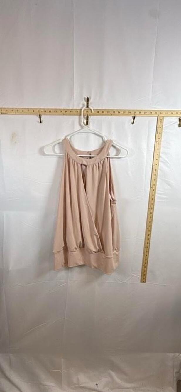 Thalia Sodi XL Pink Halter Neck Pleated Keyhole Bubble Hem Blouse Tank Top Baggy